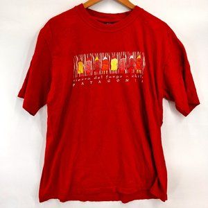 Vintage World Men's Casual Retro Red Tierra Del Fuego Chile Patagonia T-Shirt 90